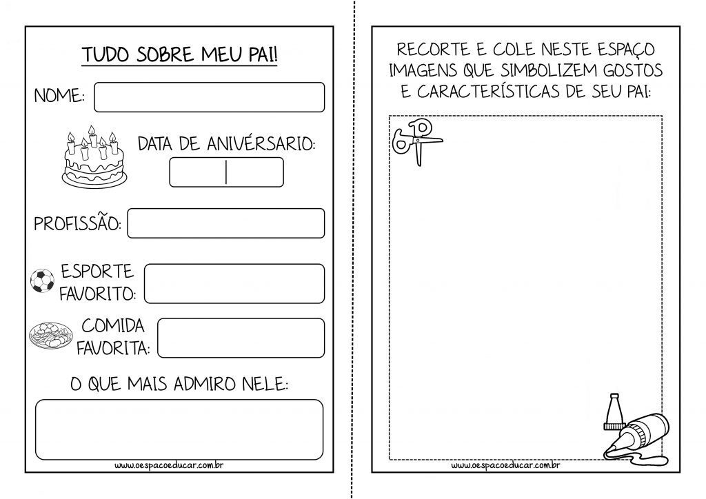 Dia dos pais: "Livro do papai" para alunos(as) em Alfabetização