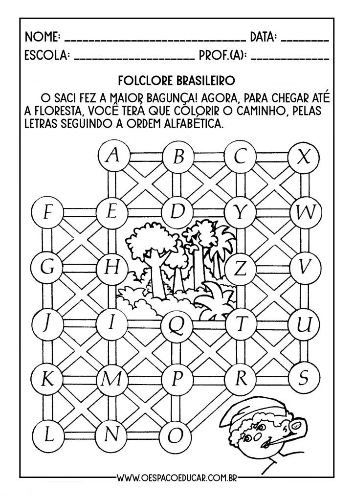 Atividades alfabetização folclore