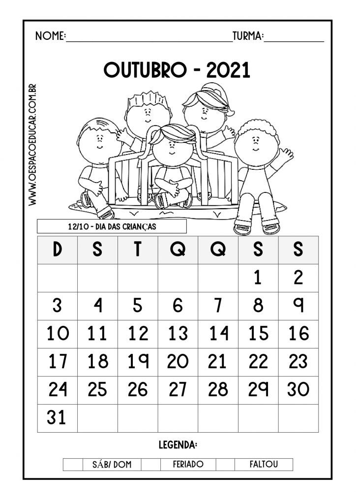 Calendários 2021 para imprimir!