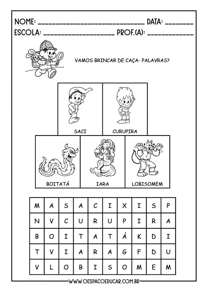 Atividades alfabetização folclore