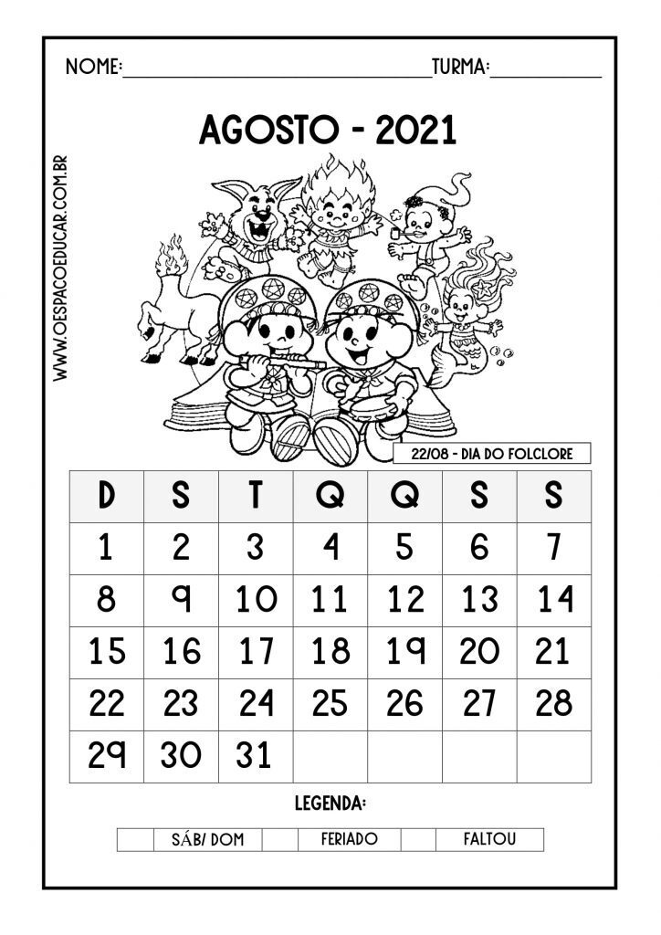Calendários 2021 para imprimir!