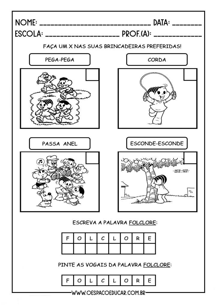 Atividades alfabetização folclore