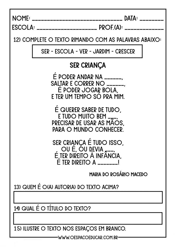 SEQUÊNCIA DIA DA INFÂNCIA