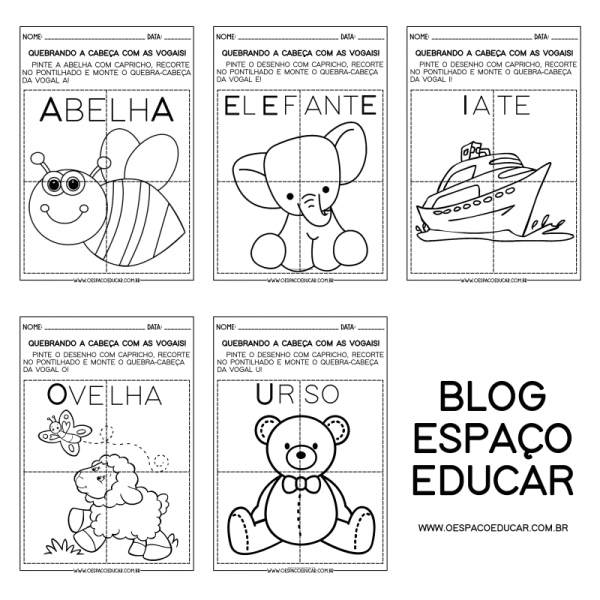 Educação Infantil: quebra-cabeças para trabalhar todas as vogais!