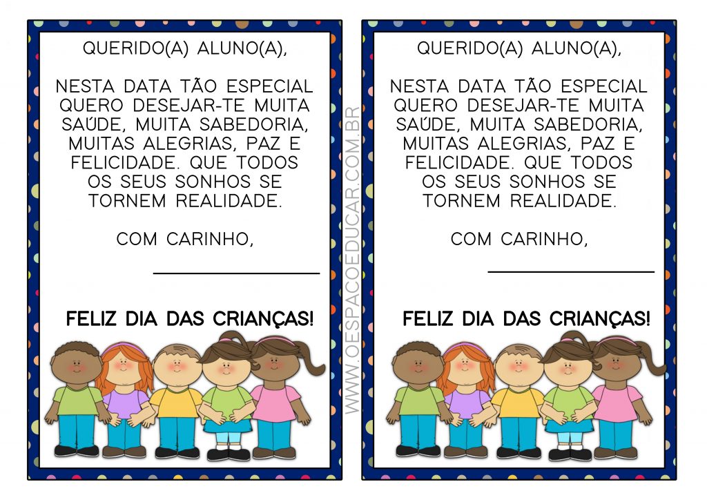Dia das crianças: recados para imprimir!