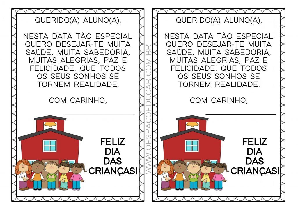 Dia das crianças: recados para imprimir!