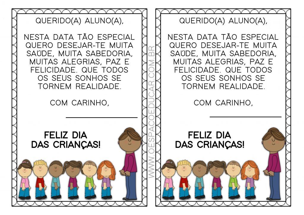 Dia das crianças: recados para imprimir!