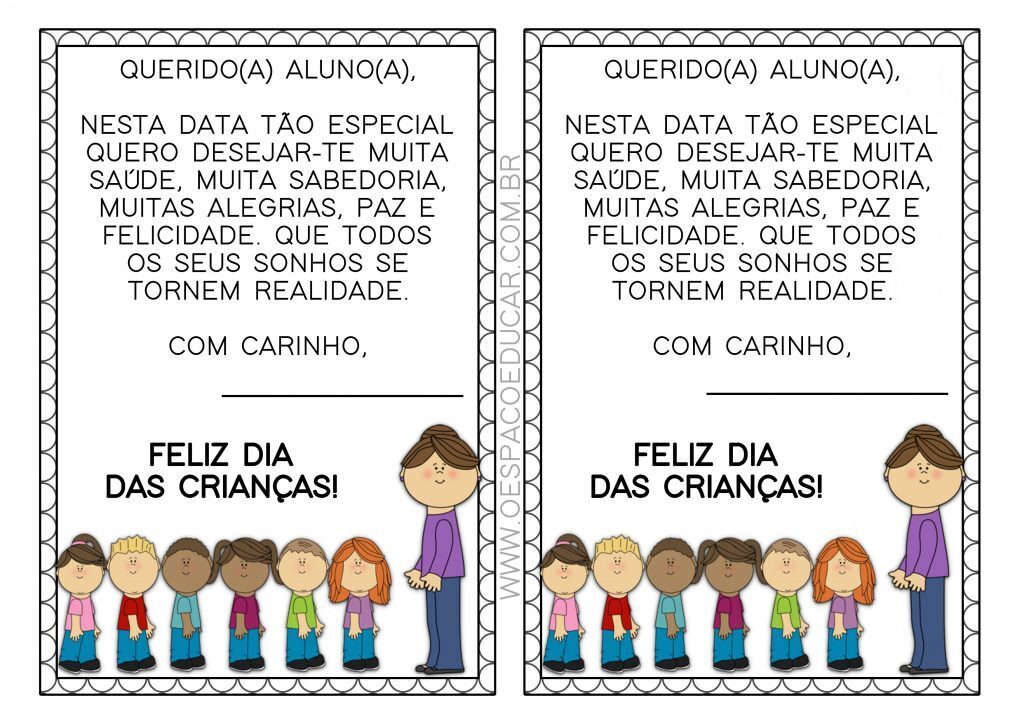 Dia das crianças: recados para imprimir!