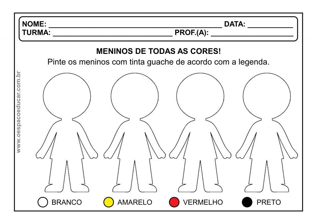Atividade meninos de todas as cores