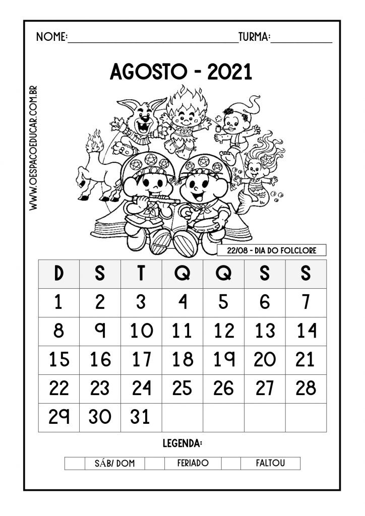 Calendários 2021 para imprimir!
