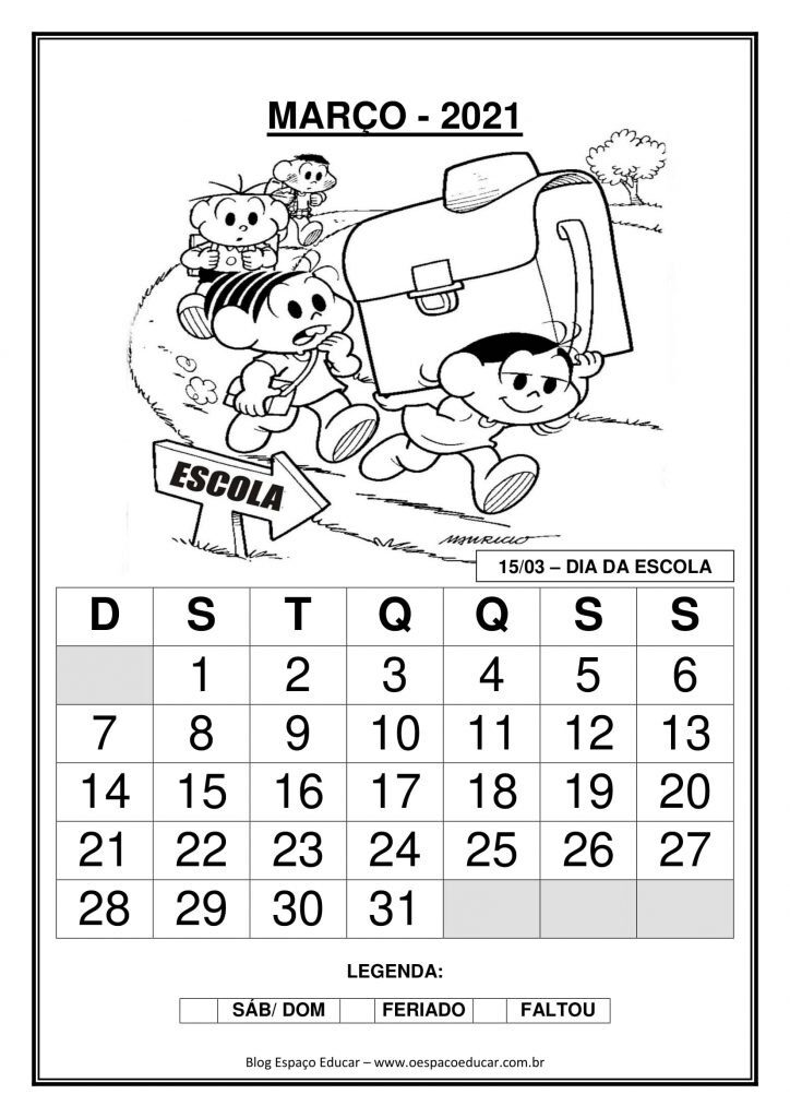 CALENDÁRIOS 2021 TURMA DA MÔNICA