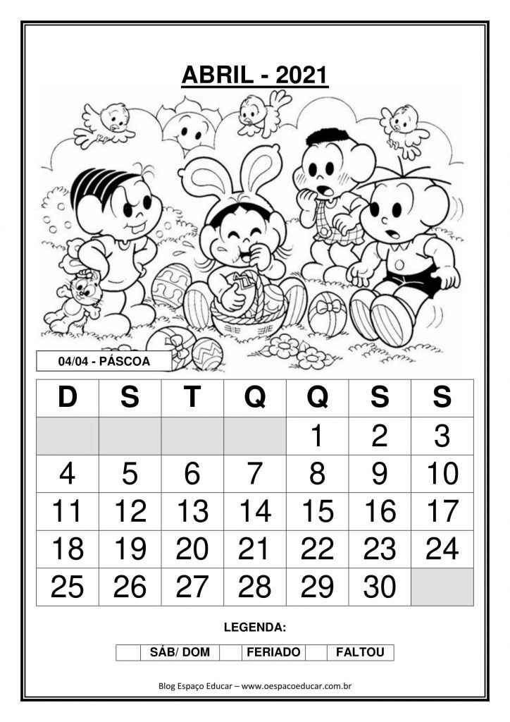 CALENDÁRIOS 2021 TURMA DA MÔNICA