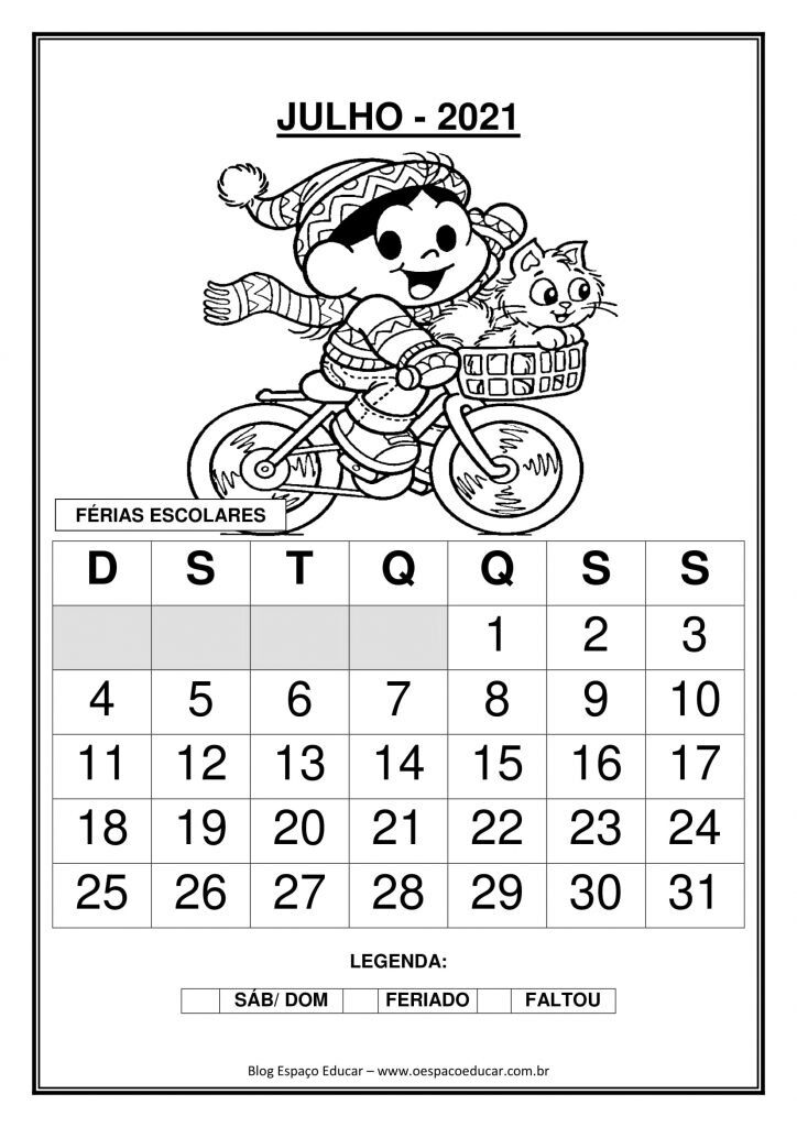 CALENDÁRIOS 2021 TURMA DA MÔNICA