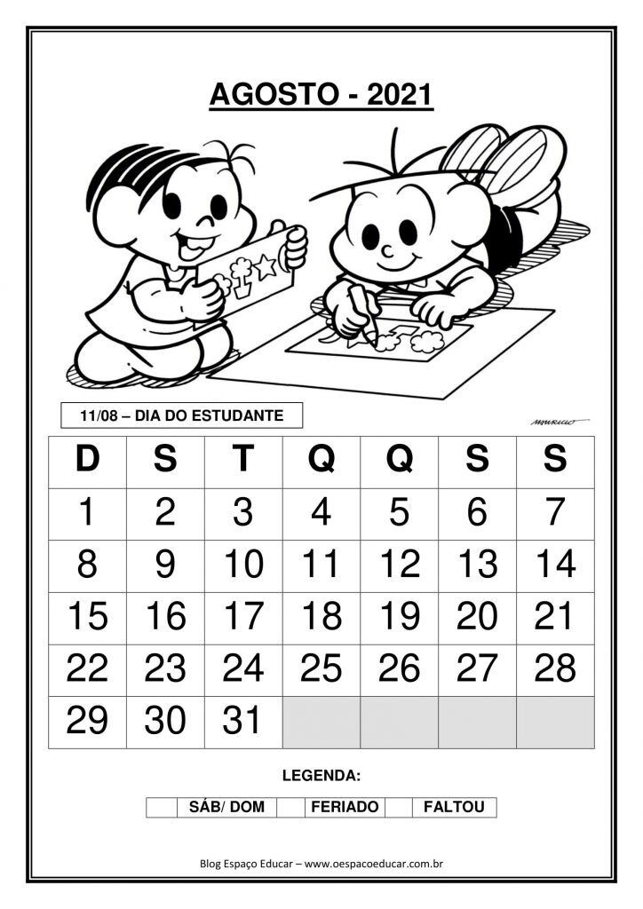CALENDÁRIOS 2021 TURMA DA MÔNICA