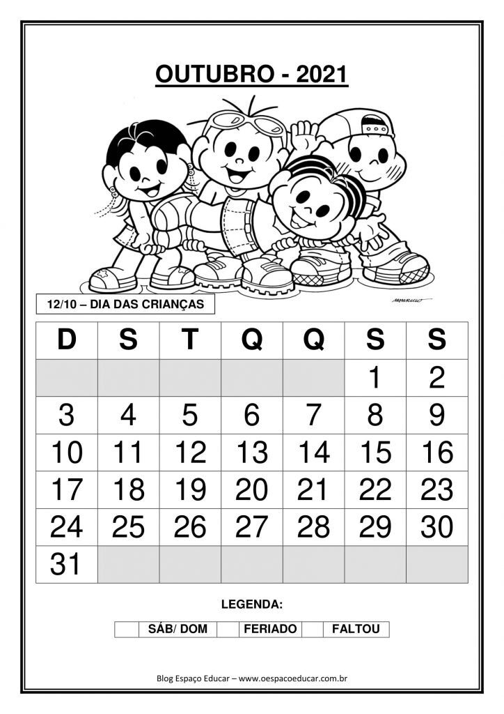 CALENDÁRIOS 2021 TURMA DA MÔNICA