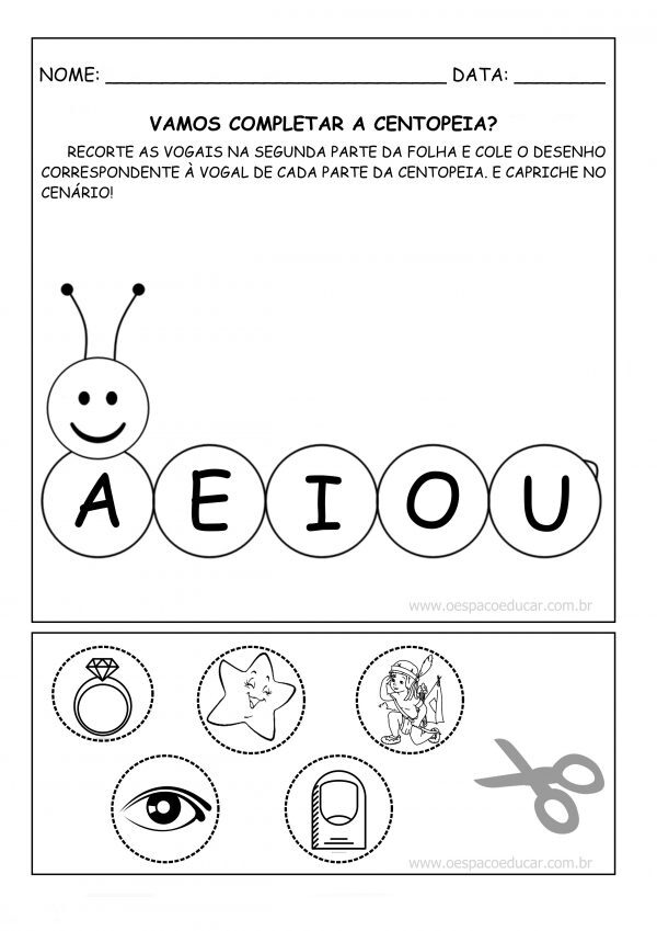 Educação Infantil: atividade “centopeia das vogais”!