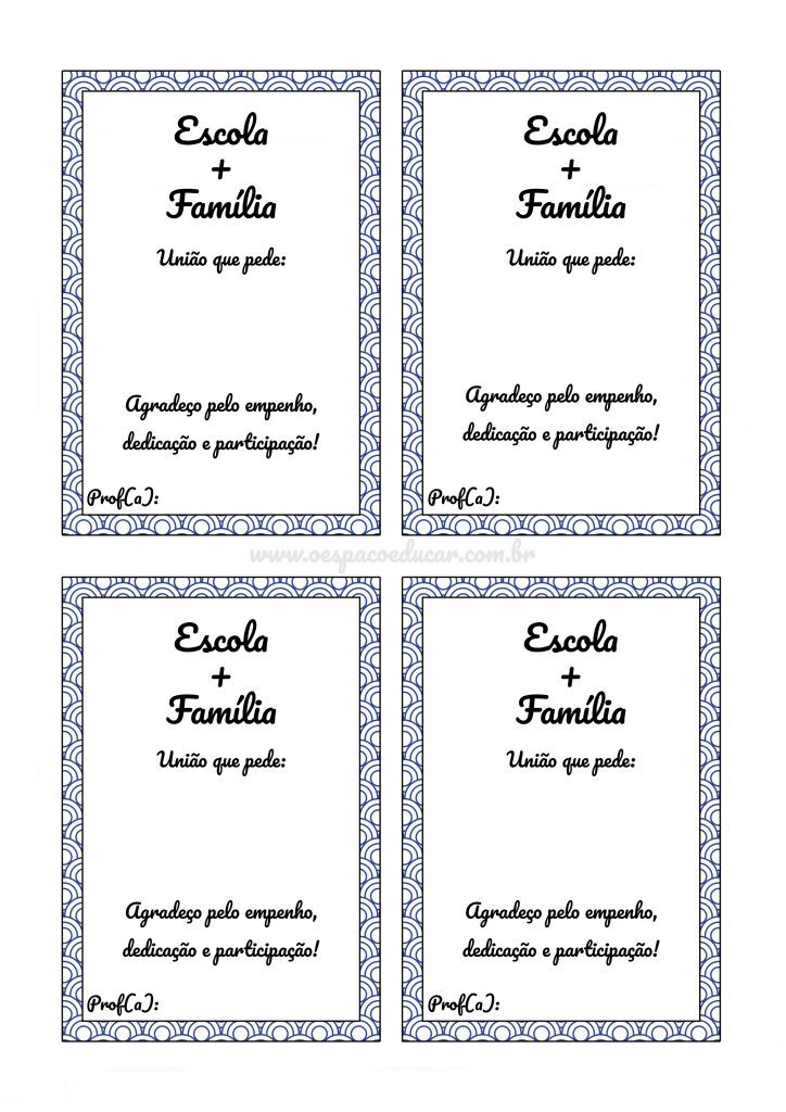 Recado com bis para família