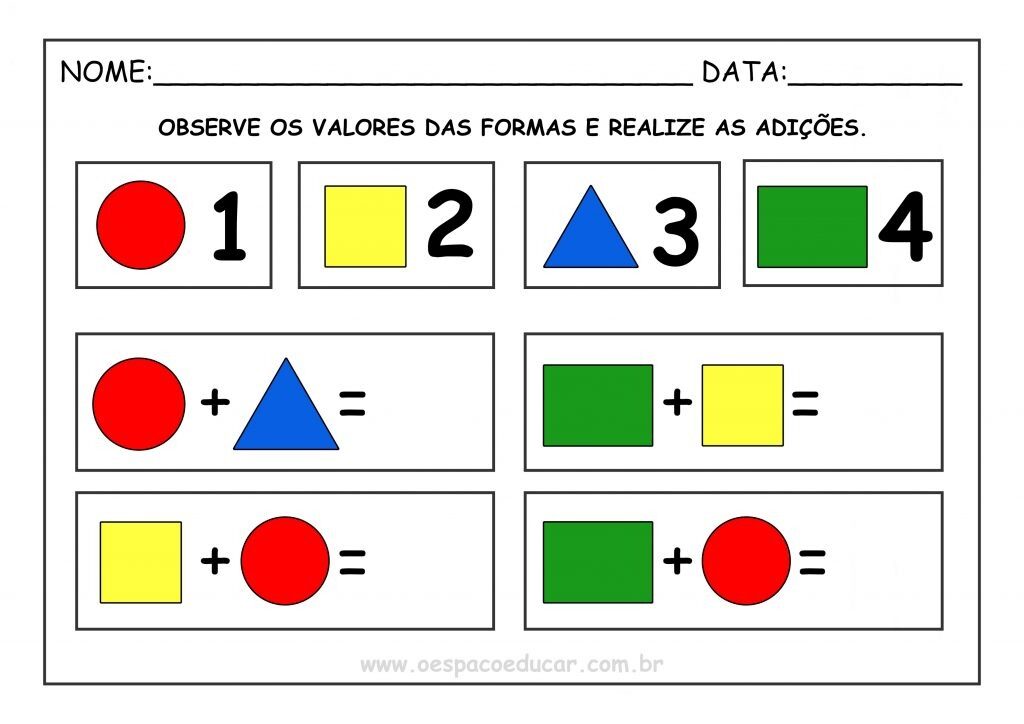 ADIÇÃO COM FORMAS