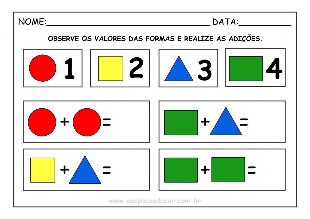 ADIÇÃO COM FORMAS
