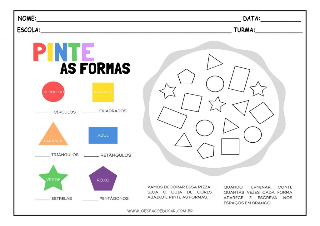 Colorindo e contando formas