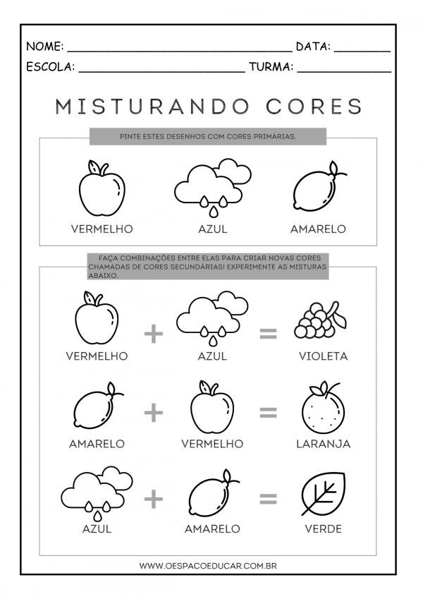 Educação Infantil: atividade misturando cores