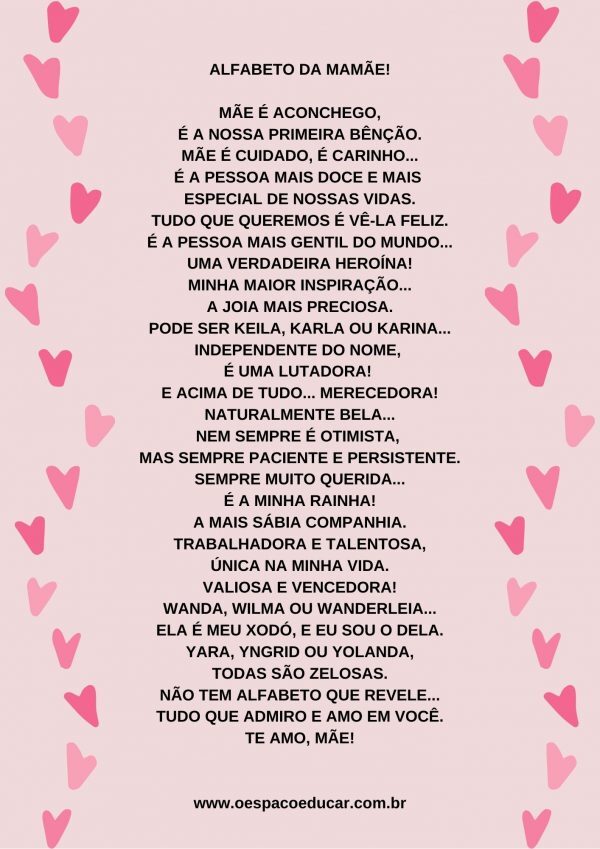 Dia das Mães: Alfabeto das Mães (texto, imagens do texto e vídeo)!
