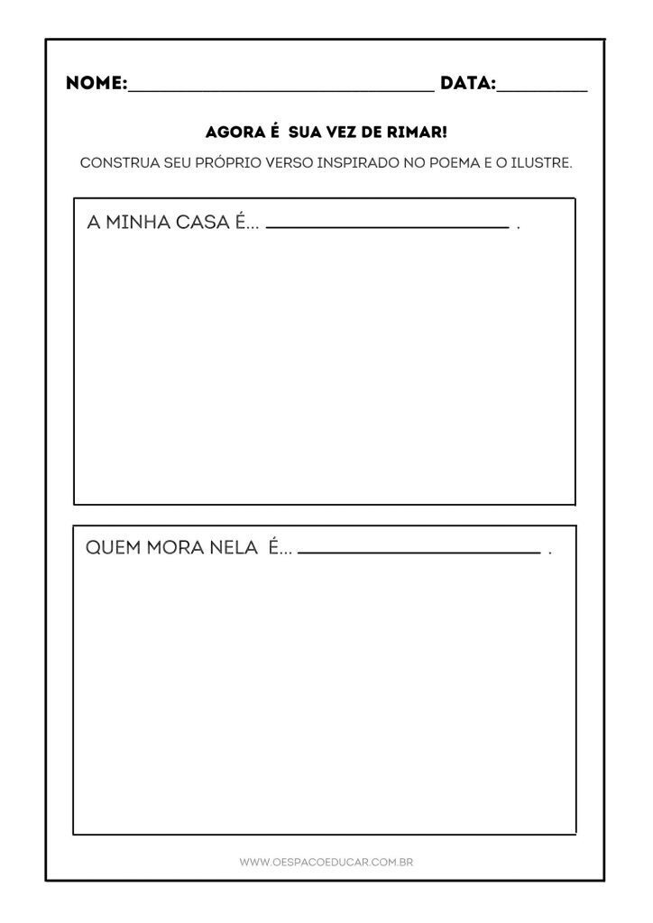 Alfabetização: atividades "A casa e seu dono"
