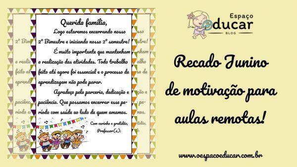 Recado junino para aulas remotas!
