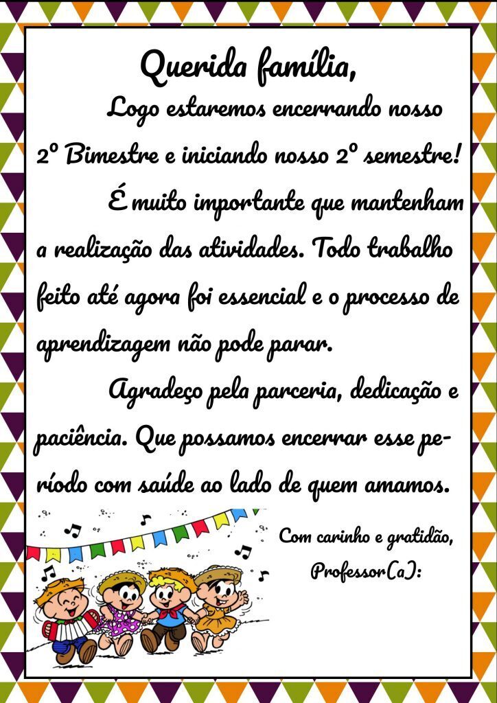 Recado junino para aulas remotas!