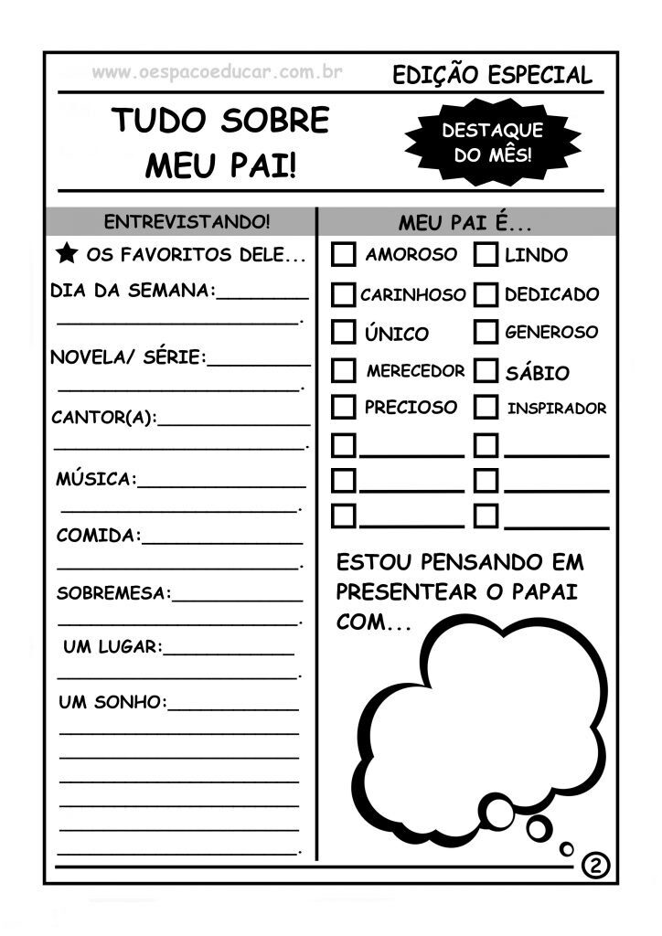 JORNAL ESPECIAL DIA DOS PAIS