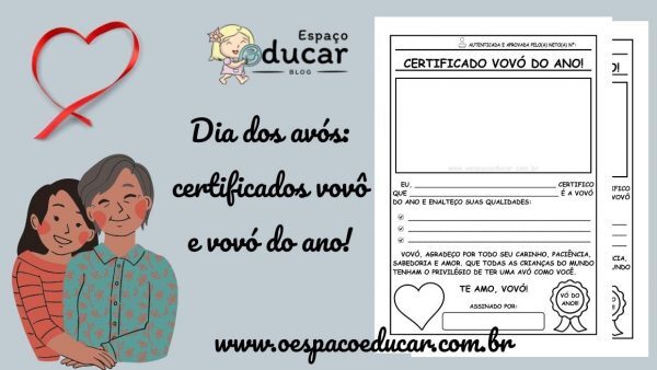 Dia dos avós: certificados vovô e vovó do ano!