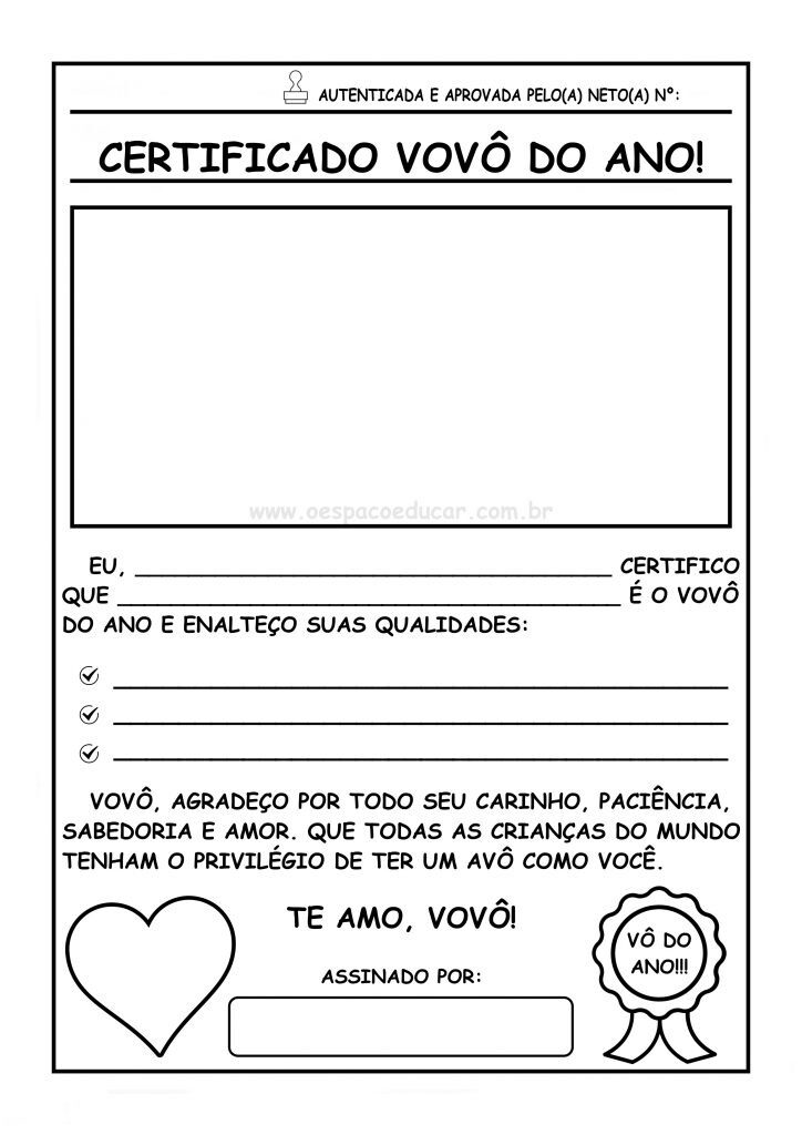 Certificado vovô do ano