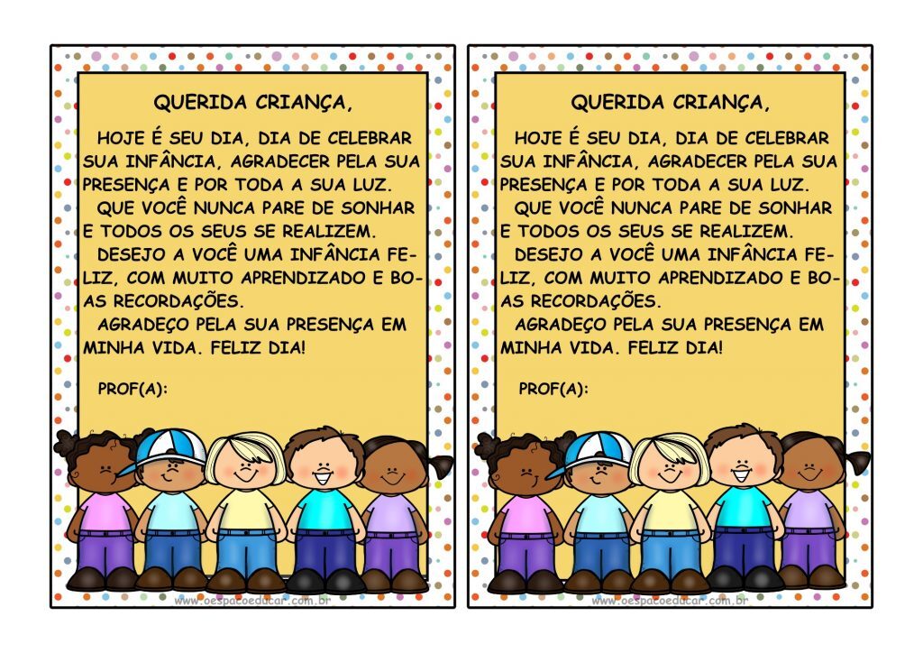 Recado dia das crianças