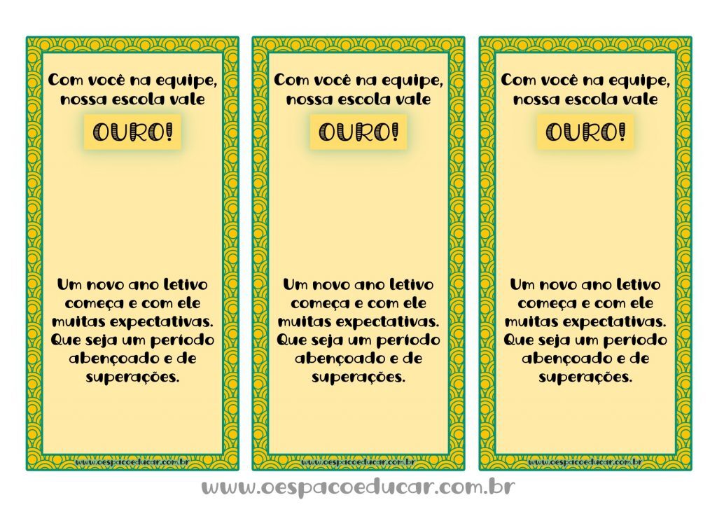 Recado equipe escolar ouro branco