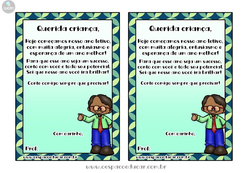Recadinho inicio do ano letivo