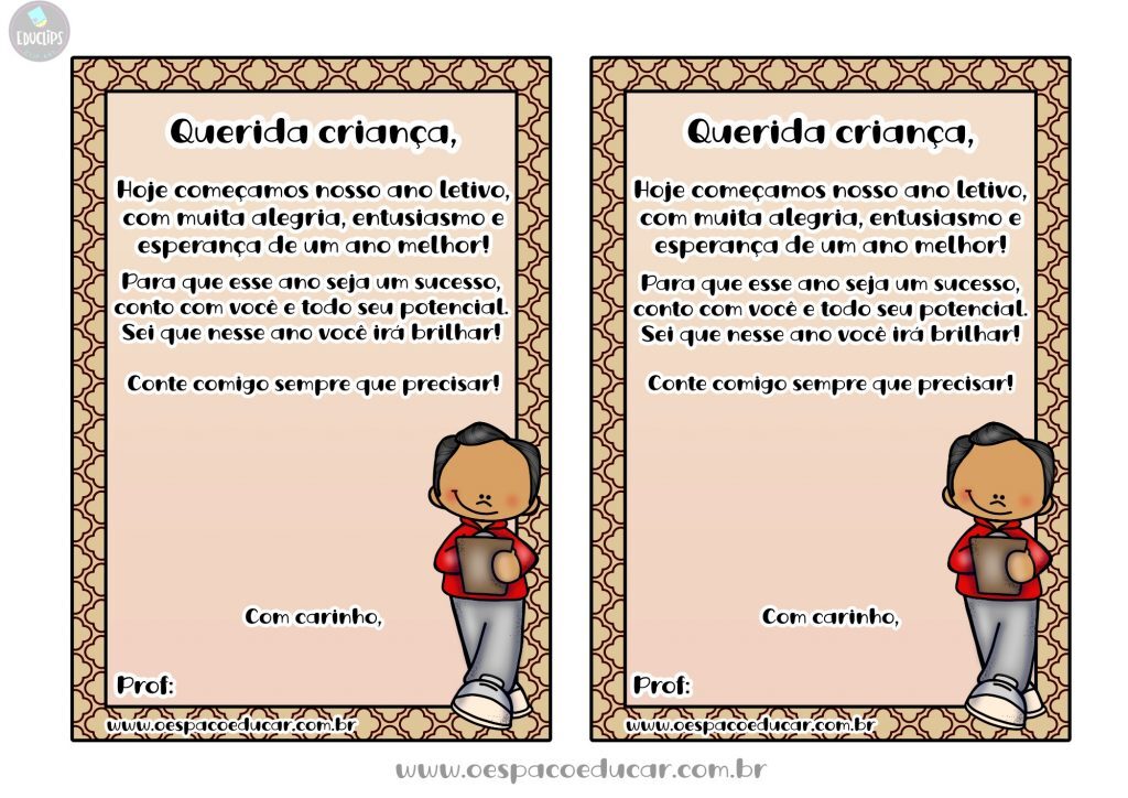 Recadinho inicio do ano letivo