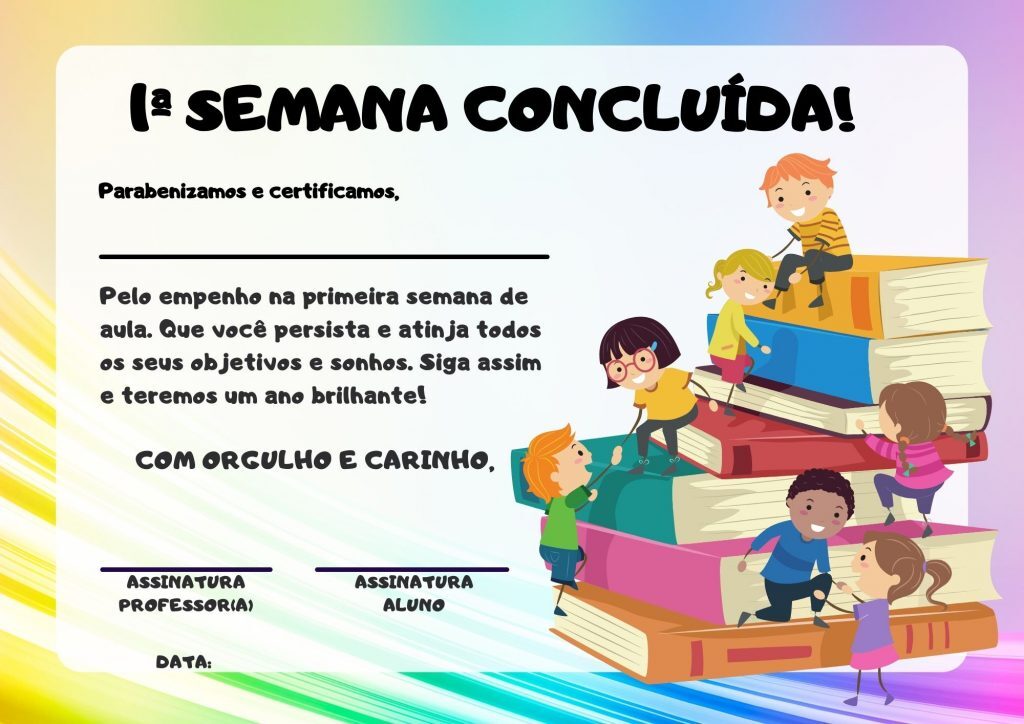 Certificado 1ª semana de aula concluída!