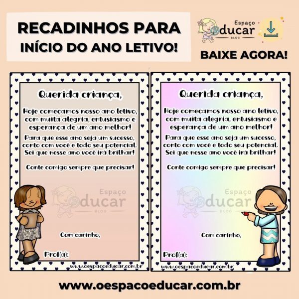 Recadinhos para início do ano letivo!