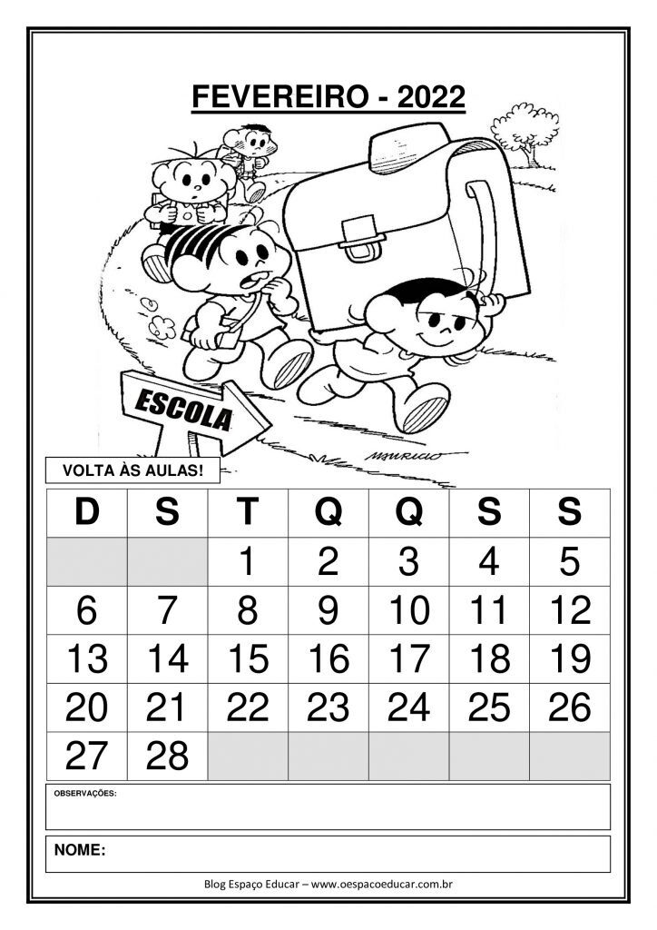 Calendários 2022 para o ano todo!