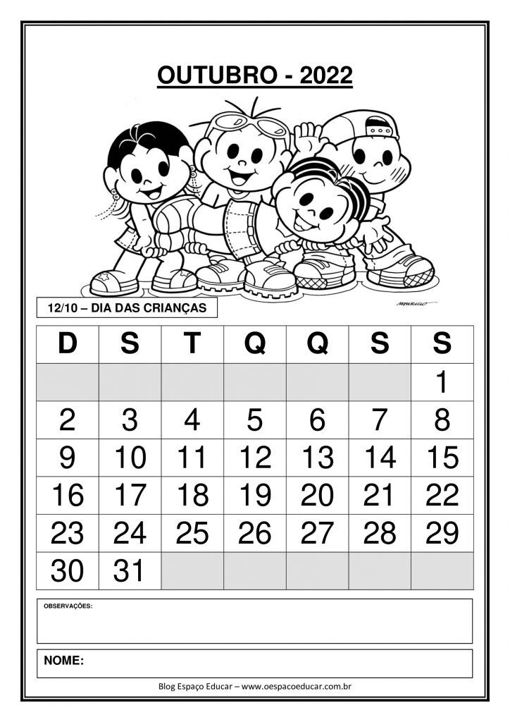 Calendários 2022 para o ano todo!