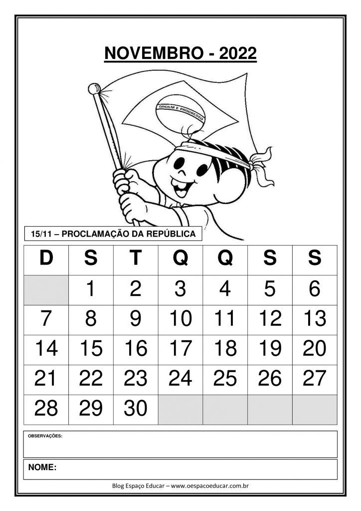 Calendários 2022 para o ano todo!