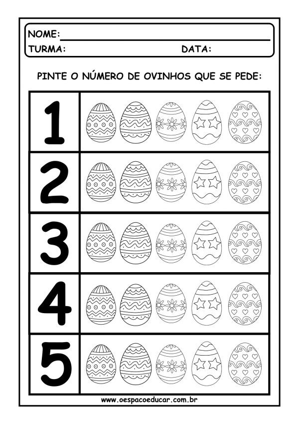 Educação Infantil: contagem e quantificação com ovinhos de Páscoa!