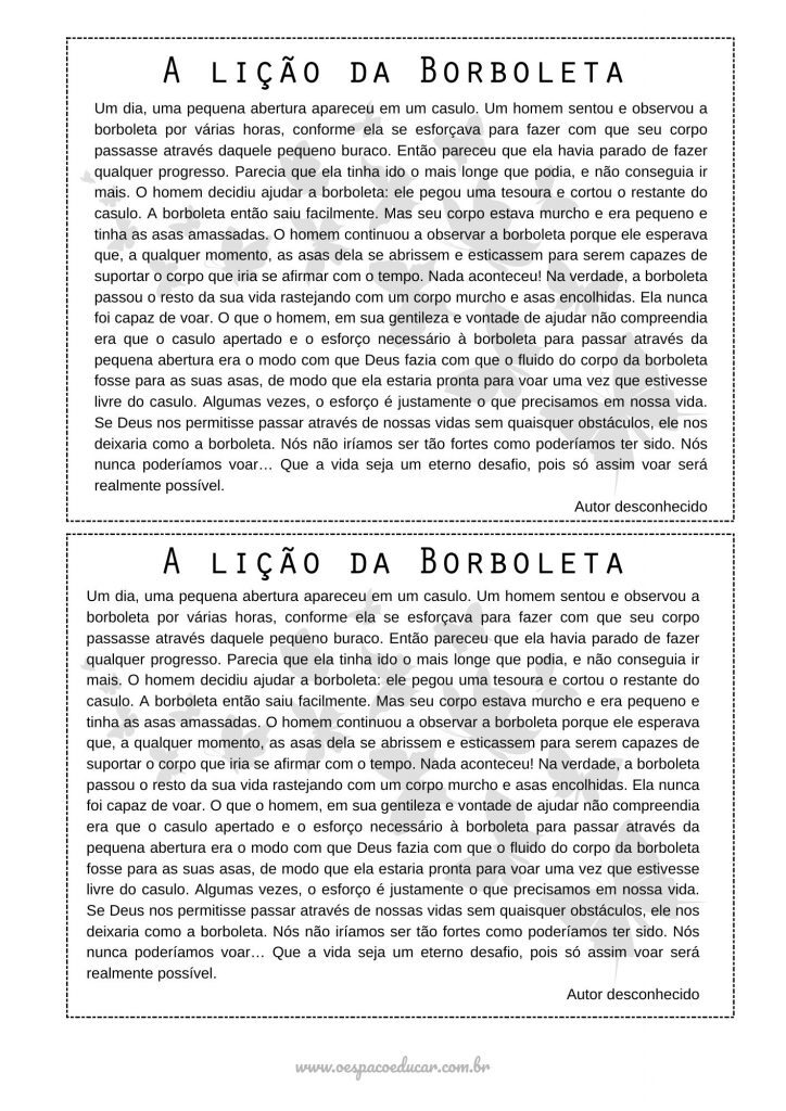 A lição da borboleta