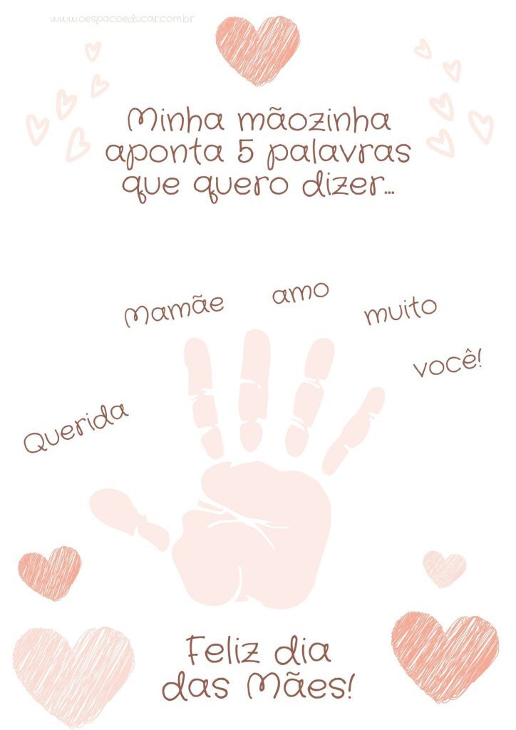 Minha mãozinha aponta 5 palavras que quero dizer