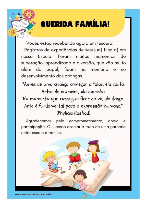 Educação Infantil: mensagem para entrega de atividades do aluno!