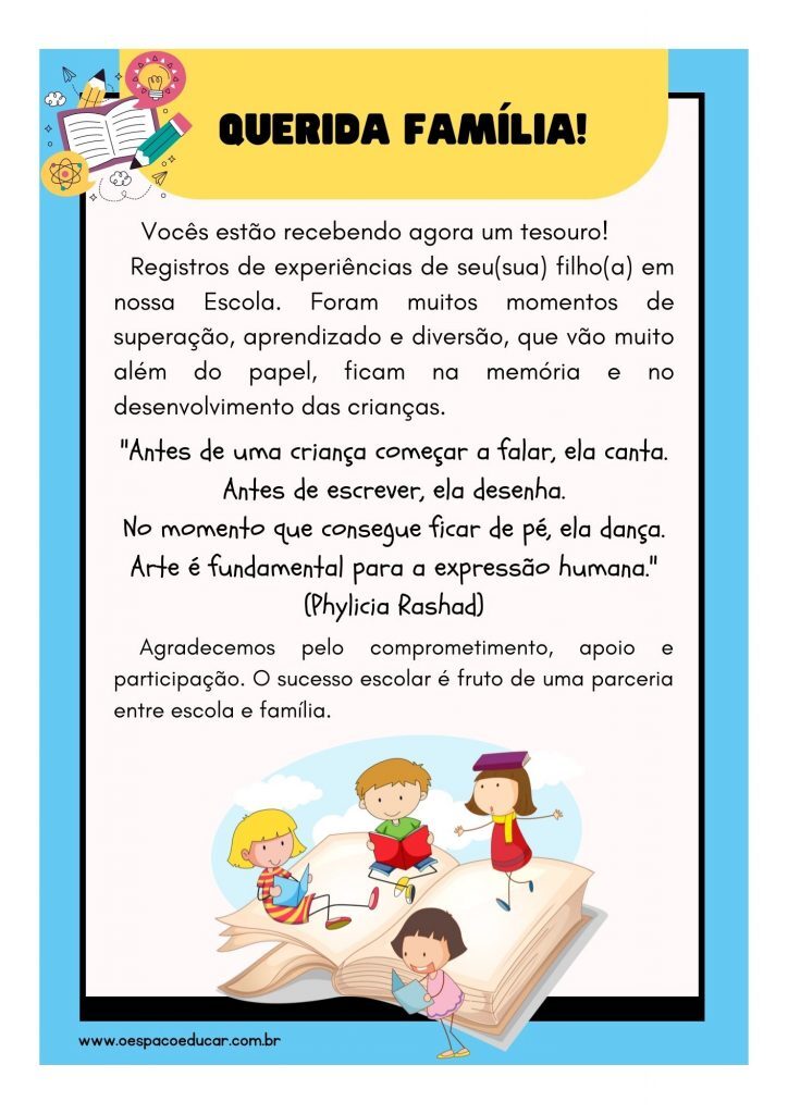 Educação Infantil: mensagem para entrega de atividades do aluno!