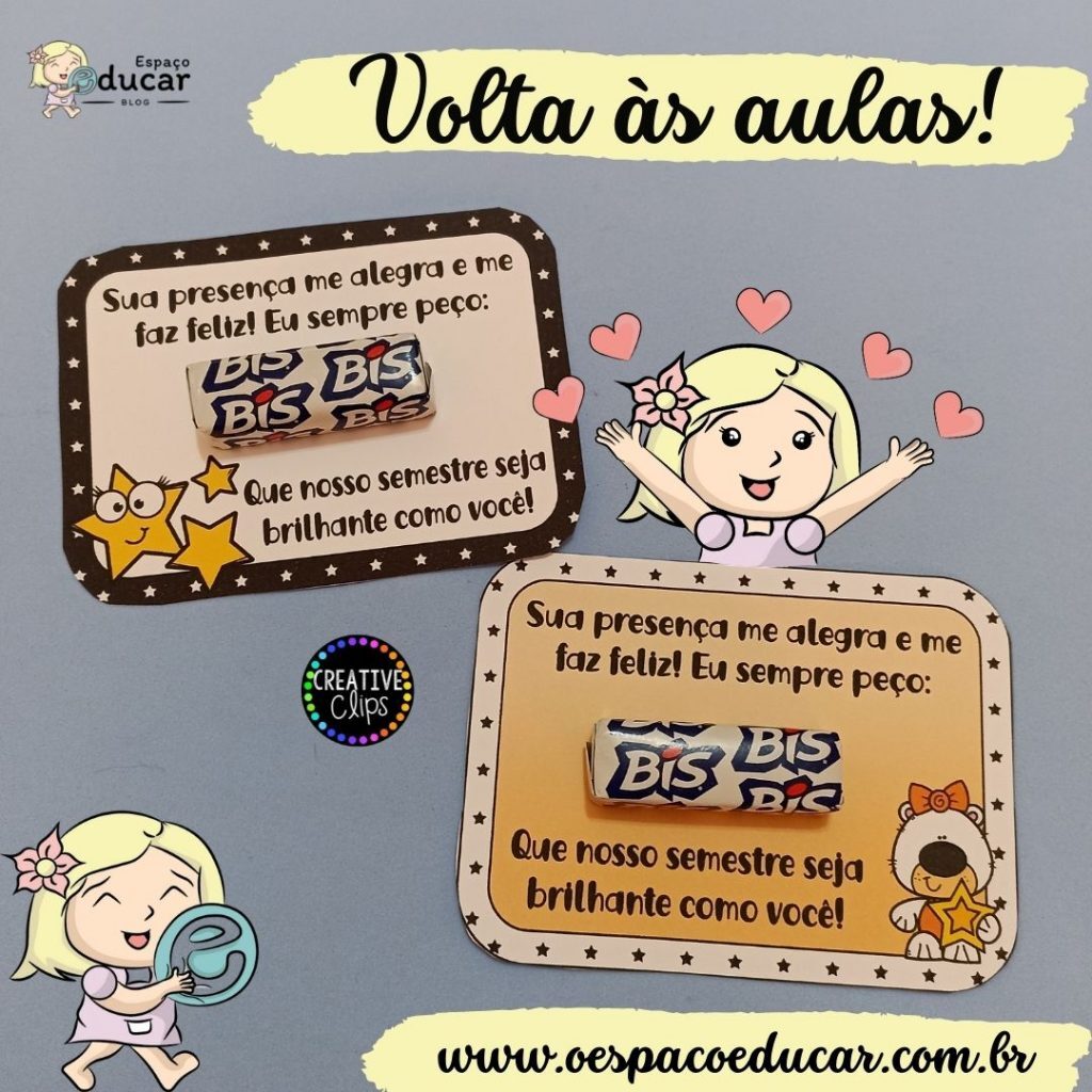 Cartão com BIS para retorno das aulas!