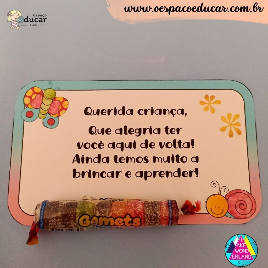 Cartão de volta às aulas com doce!