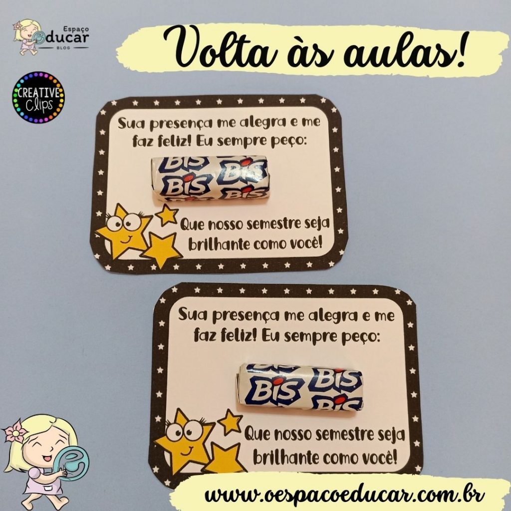 Cartão com BIS para retorno das aulas!