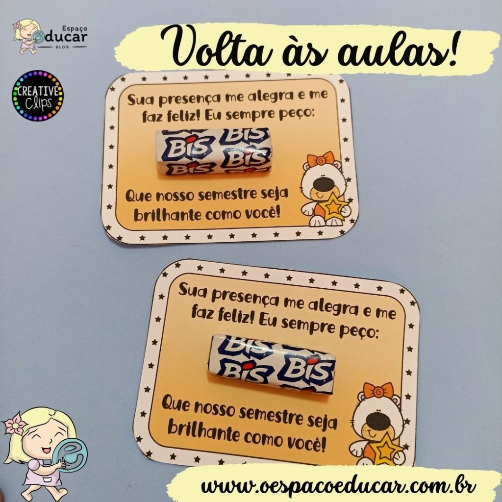 Cartão com BIS para retorno das aulas!